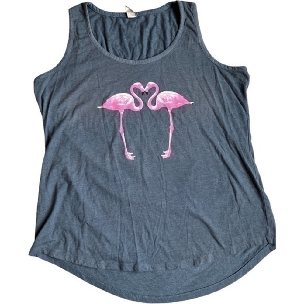 Instant Message size plus 1 tank top with 2 flamingos heart, soft, high low